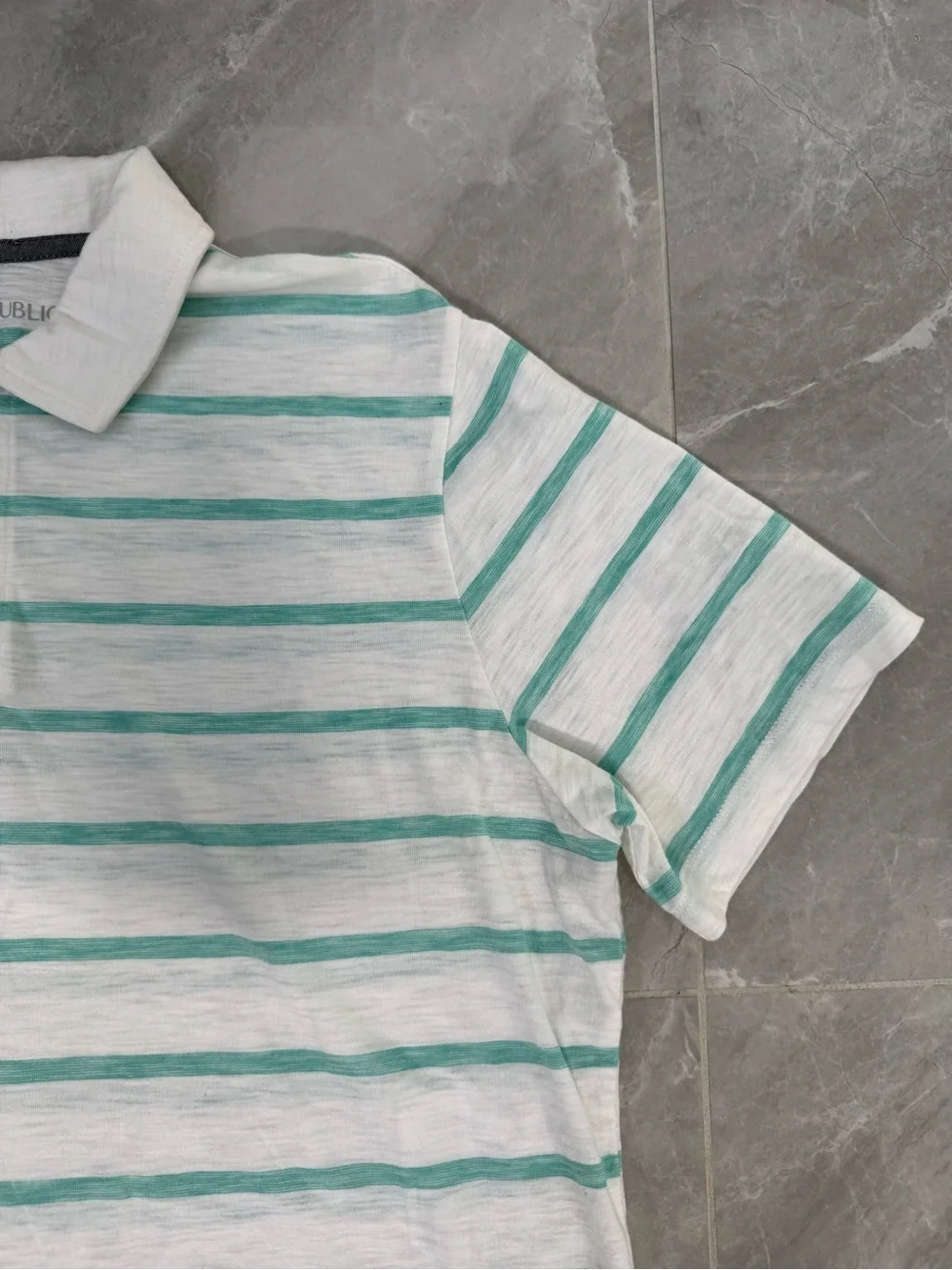 Men’s Banana Republic Vintage Striped Polo Burnout Preppy Classic Size Large
